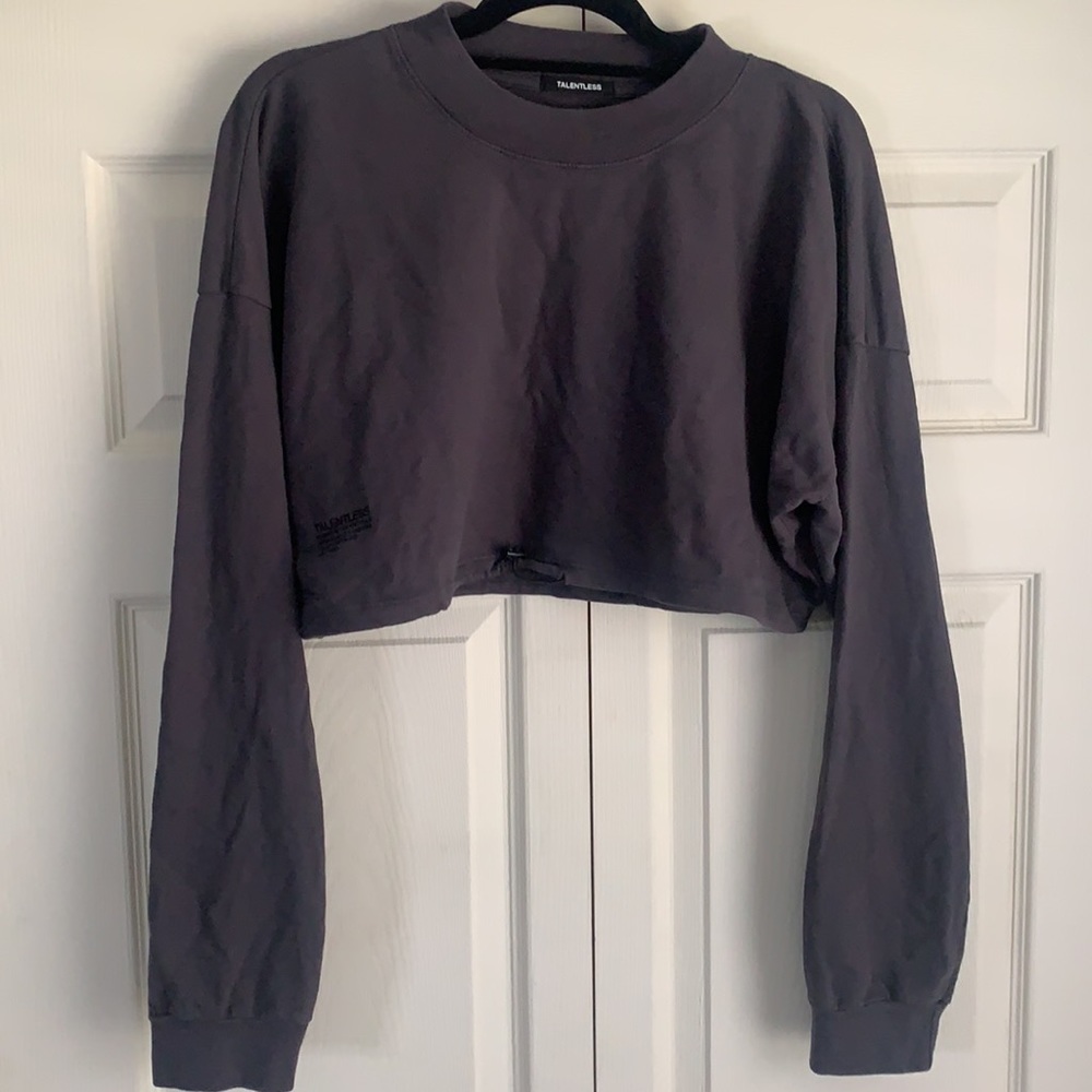 Talentless Cinched Cropped Long-Sleeve Tee - L/XL